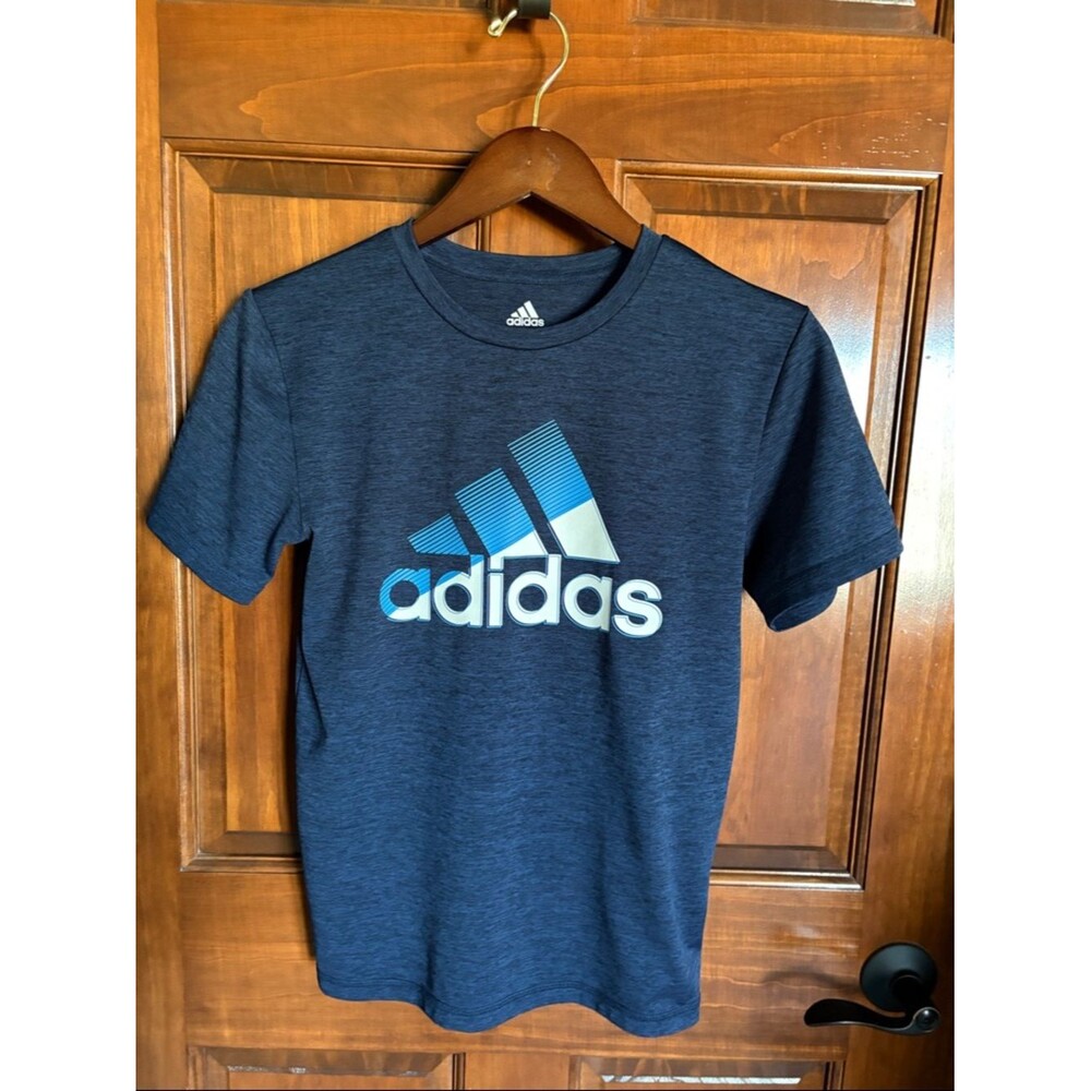 adidas Logo Navy Blue Graphic Tee Boys Medium (10/12)
